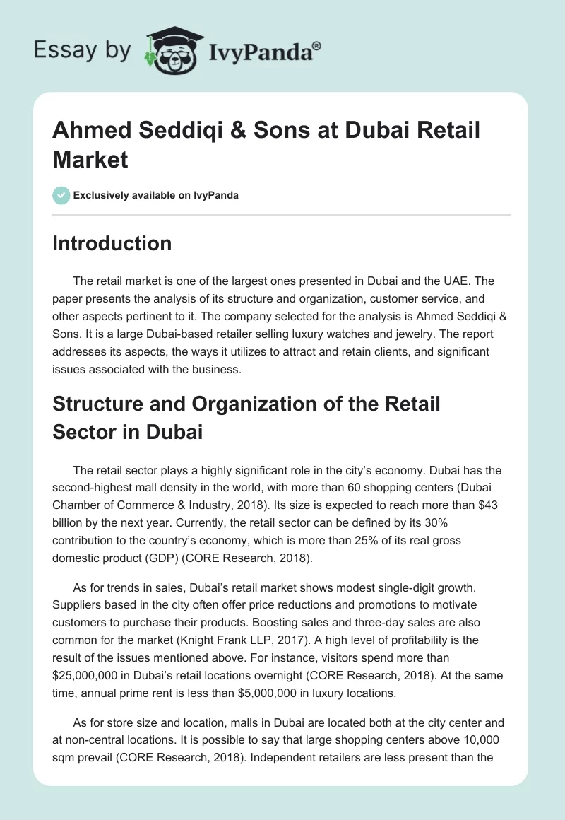 Ahmed Seddiqi & Sons at Dubai Retail Market. Page 1