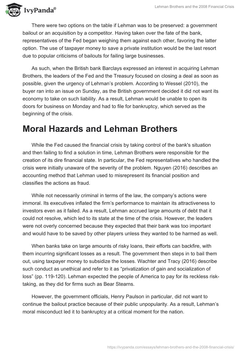 Lehman Brothers and the 2008 Financial Crisis. Page 2