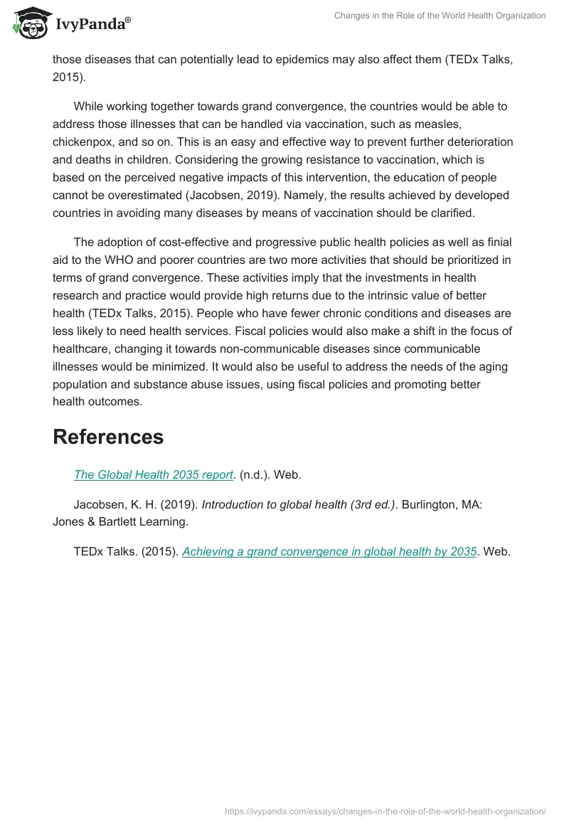 Changes in the Role of the World Health Organization. Page 2