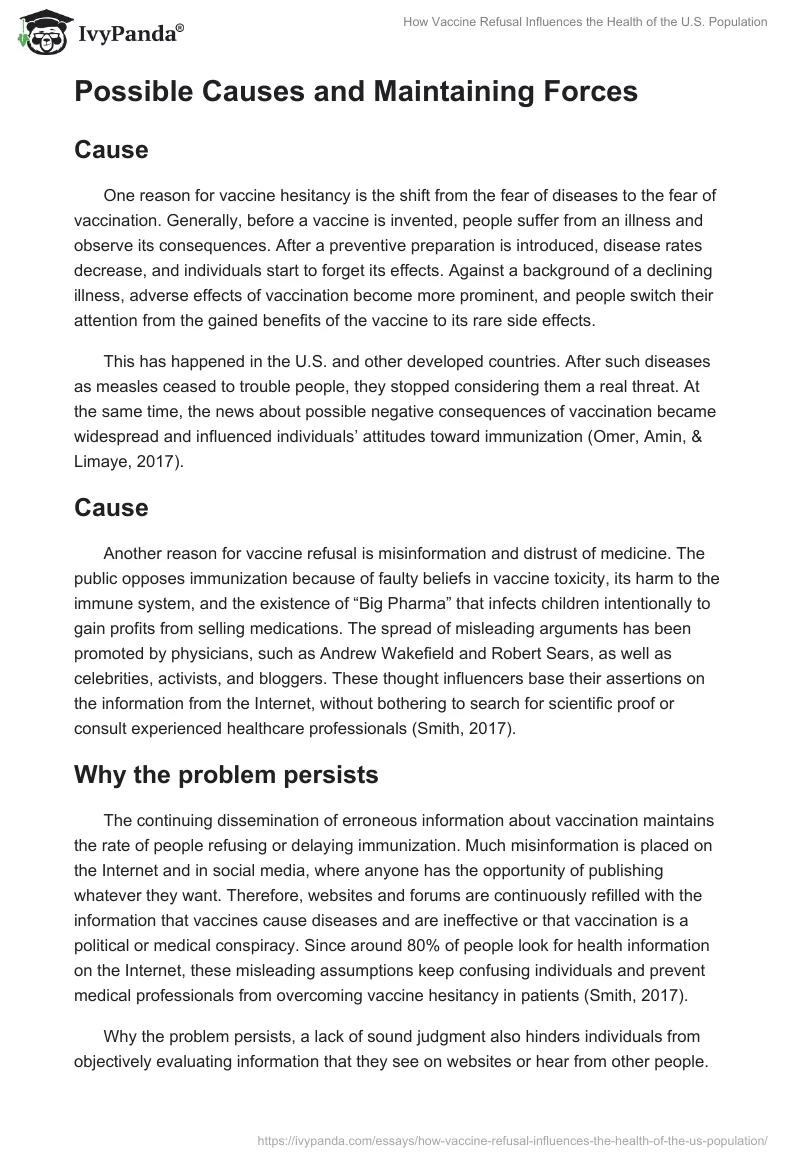 How Vaccine Refusal Influences the Health of the U.S. Population. Page 2