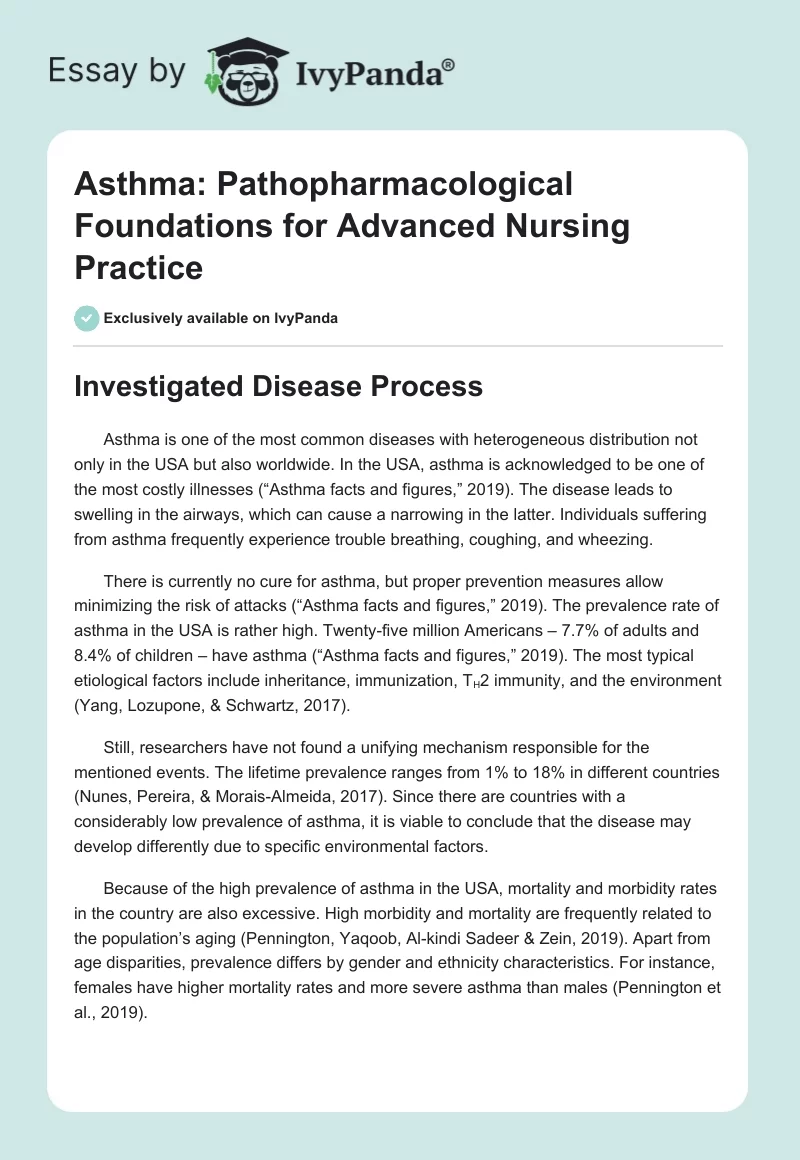 Asthma: Pathopharmacological Foundations for Advanced Nursing Practice. Page 1