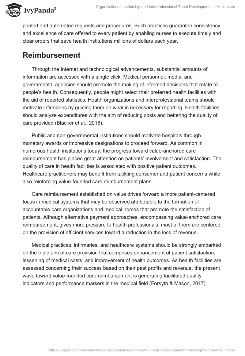 Organizational Leadership and Interprofessional Team Development in Healthcare. Page 3