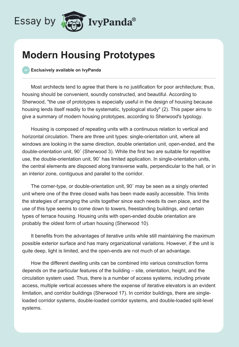 modern housing essay