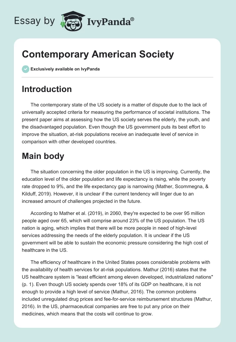 Contemporary American Society. Page 1