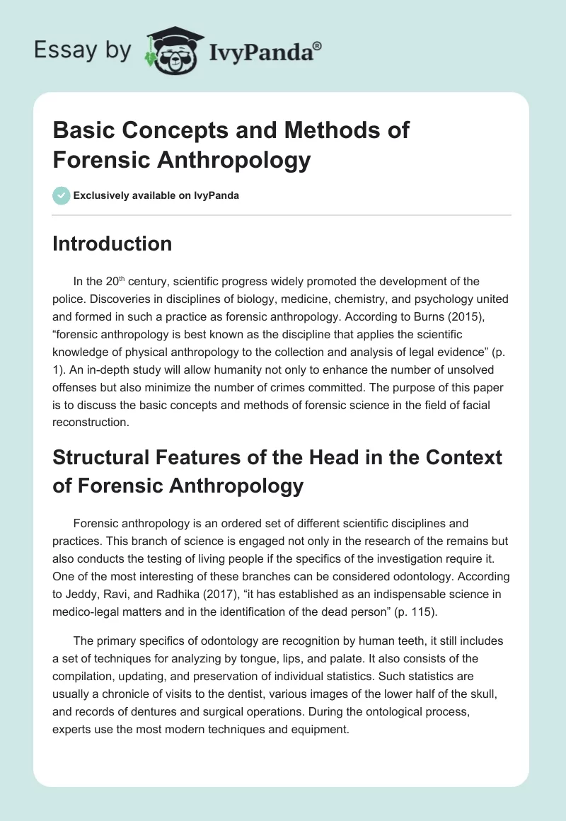 Basic Concepts and Methods of Forensic Anthropology. Page 1