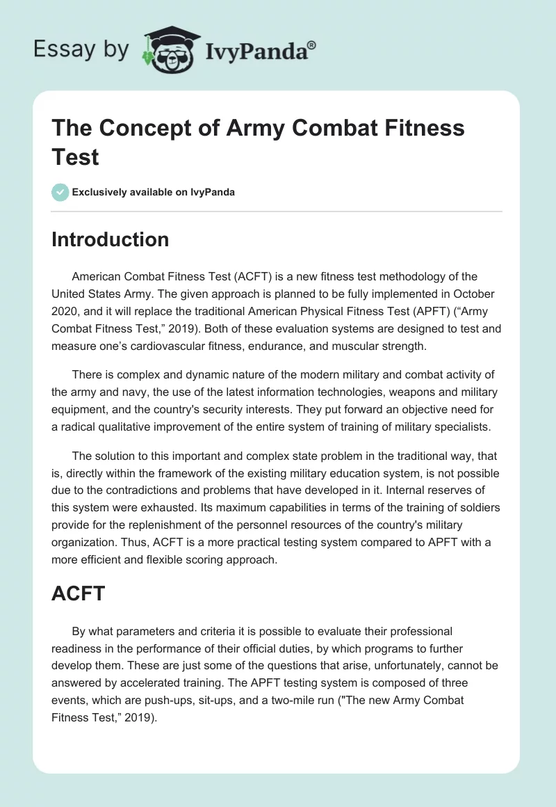 The Concept of Army Combat Fitness Test. Page 1