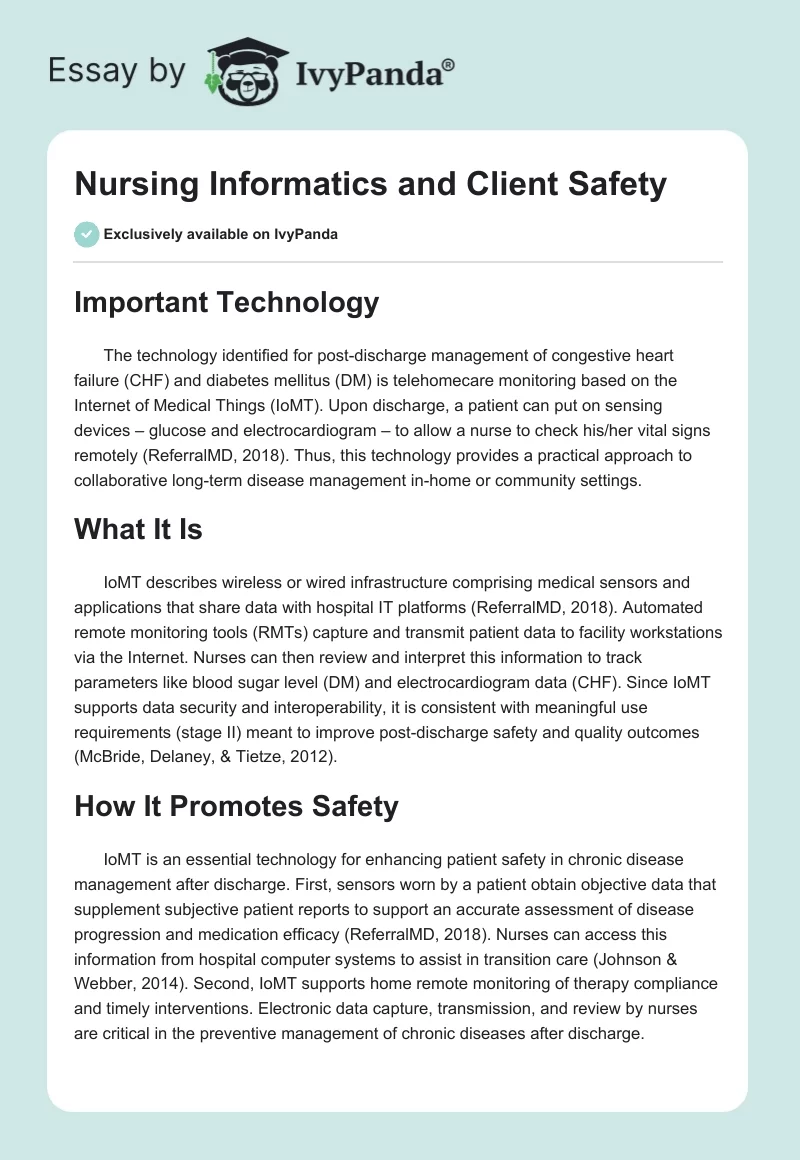 Nursing Informatics and Client Safety. Page 1