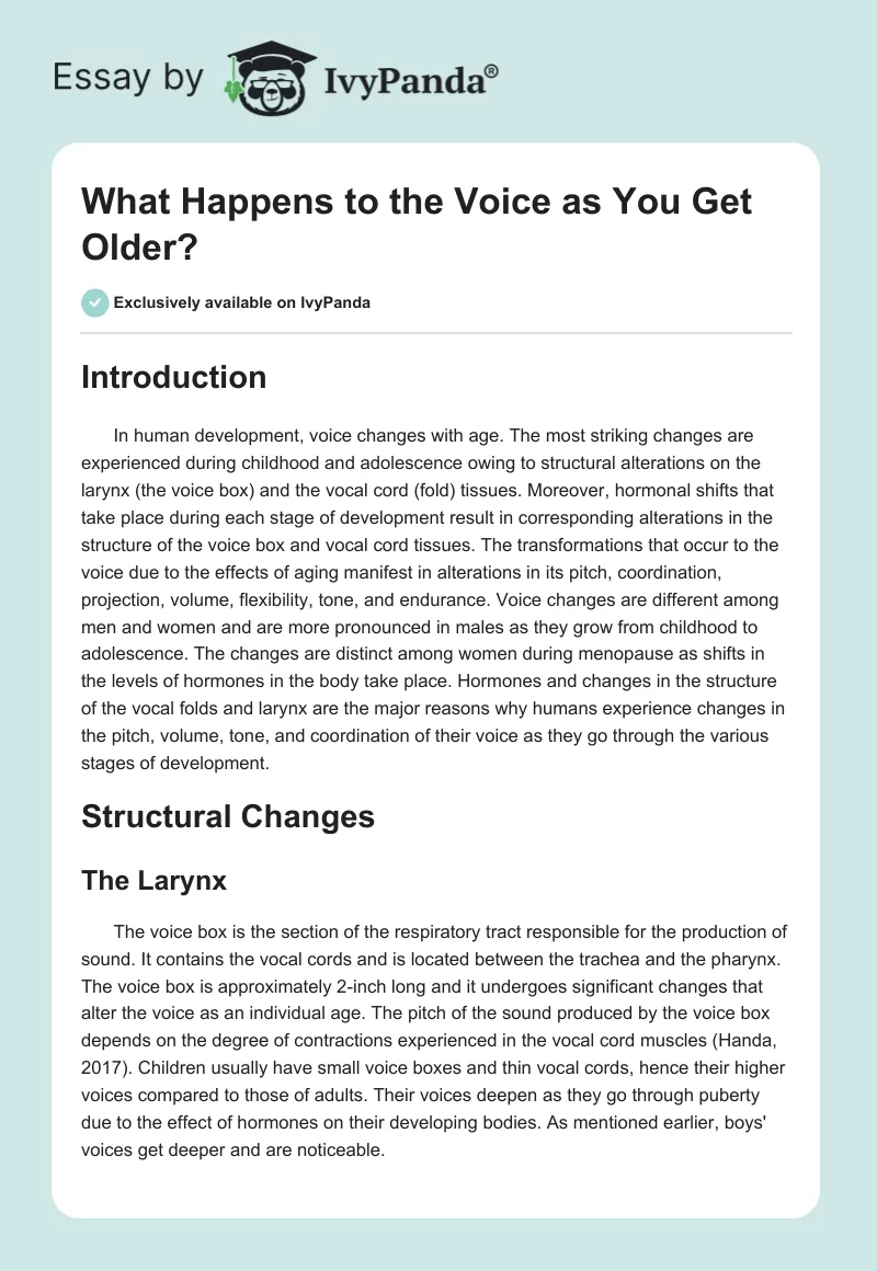 What Happens to the Voice as You Get Older?. Page 1