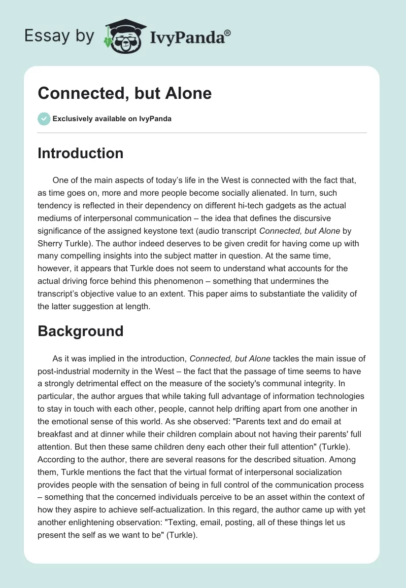 Connected, but Alone. Page 1