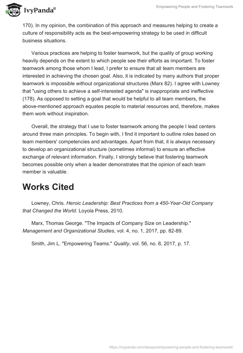 Empowering People and Fostering Teamwork. Page 2