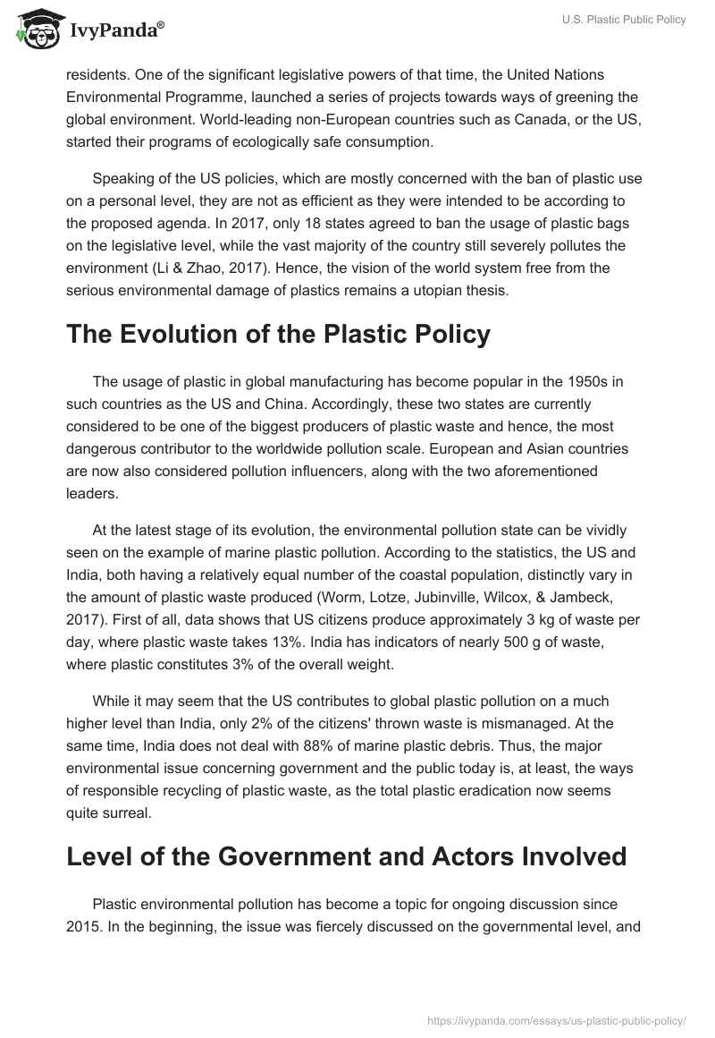 U.S. Plastic Public Policy. Page 3