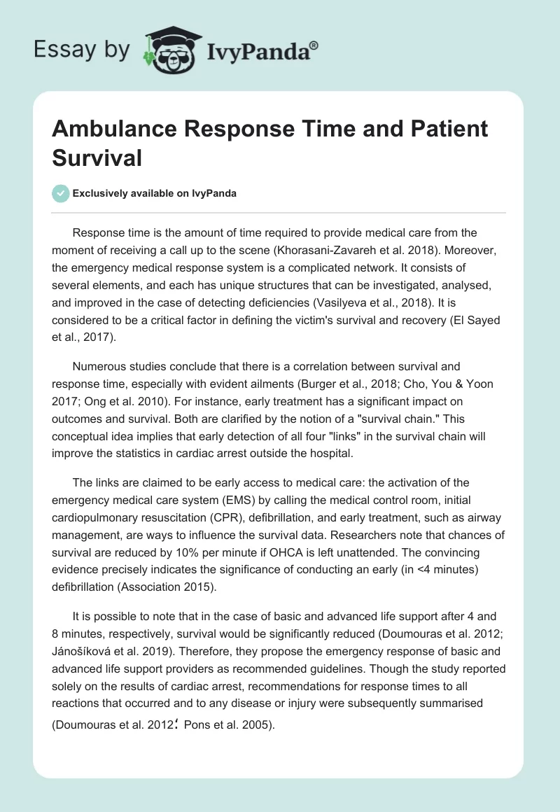 Ambulance Response Time and Patient Survival. Page 1