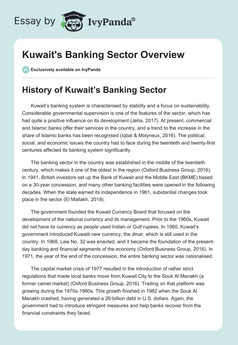 Kuwait's Banking Sector Overview. Page 1
