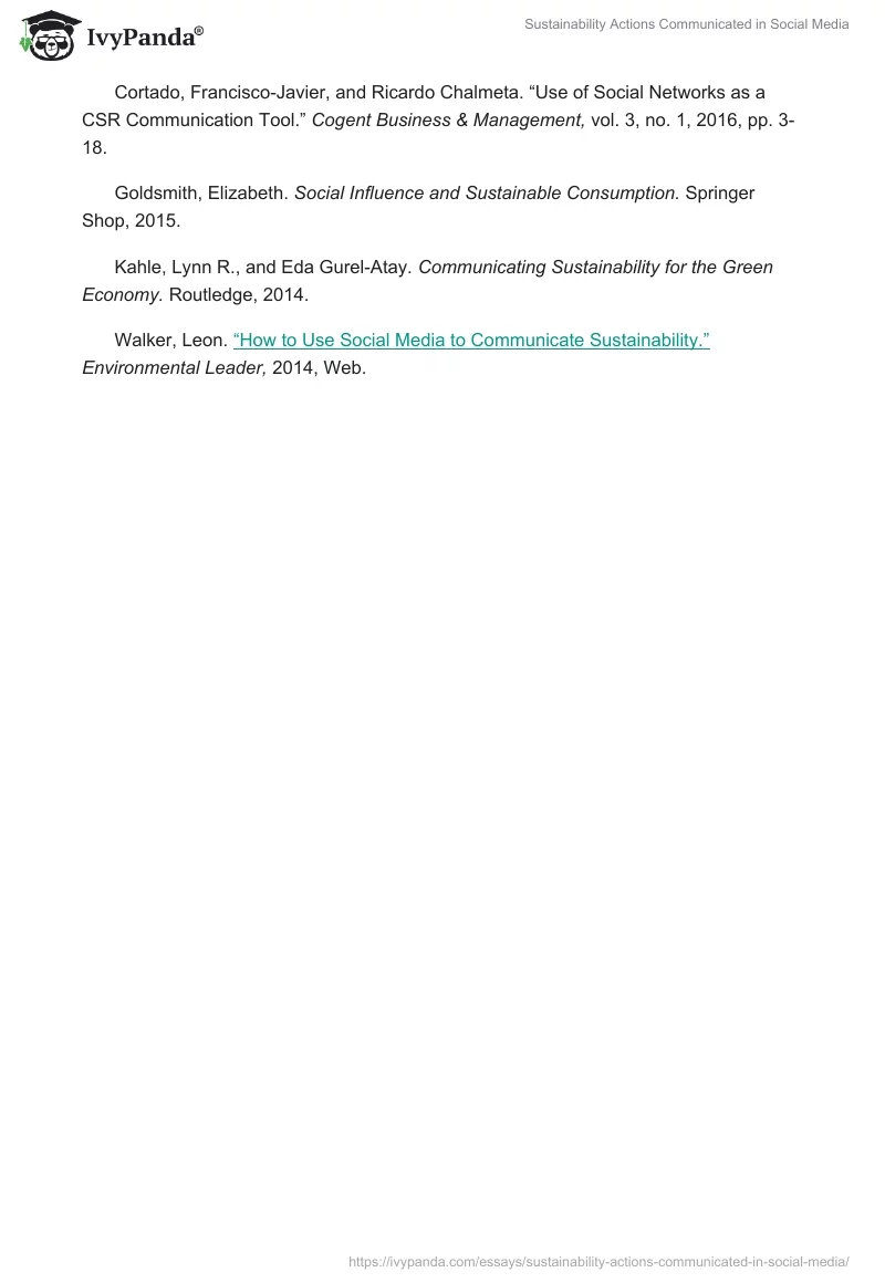 Sustainability Actions Communicated in Social Media. Page 3