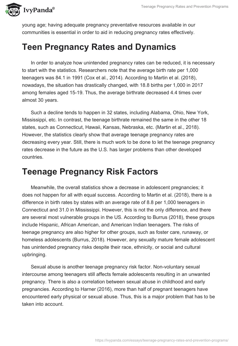 Teenage Pregnancy Rates and Prevention Programs. Page 2