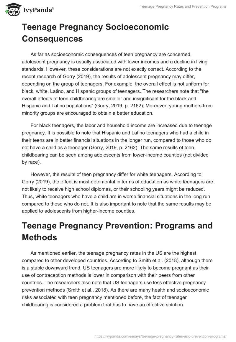 Teenage Pregnancy Rates and Prevention Programs. Page 4