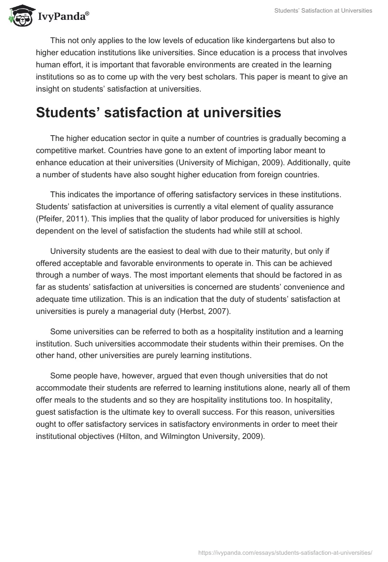 Students’ Satisfaction at Universities. Page 2