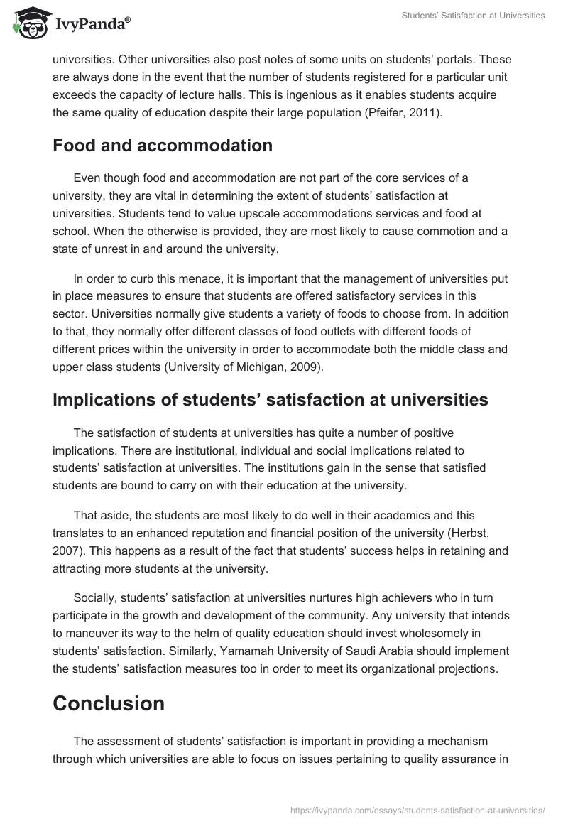 Students’ Satisfaction at Universities. Page 4