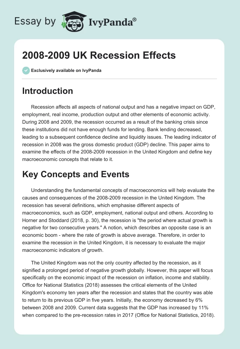 2008-2009 UK Recession Effects. Page 1