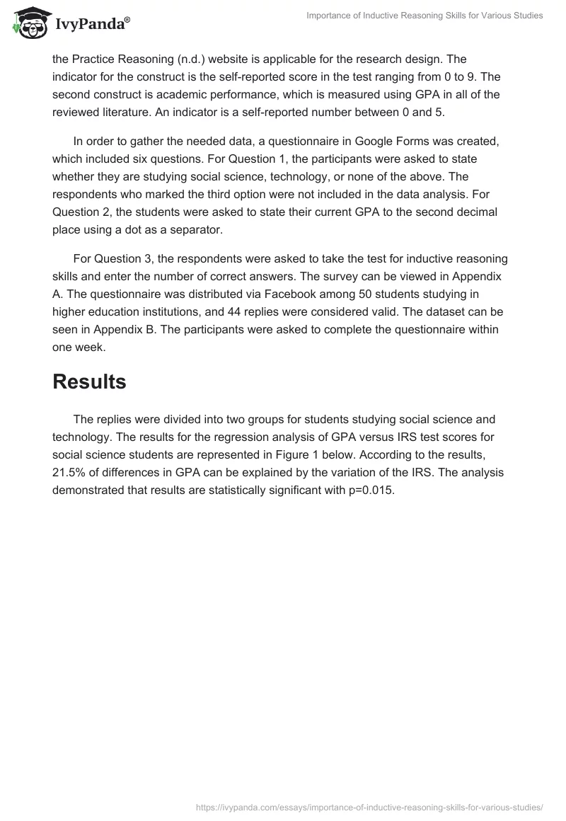 Importance of Inductive Reasoning Skills for Various Studies. Page 4