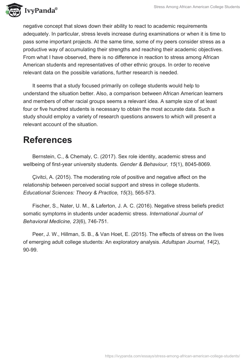 Stress Among African American College Students. Page 4