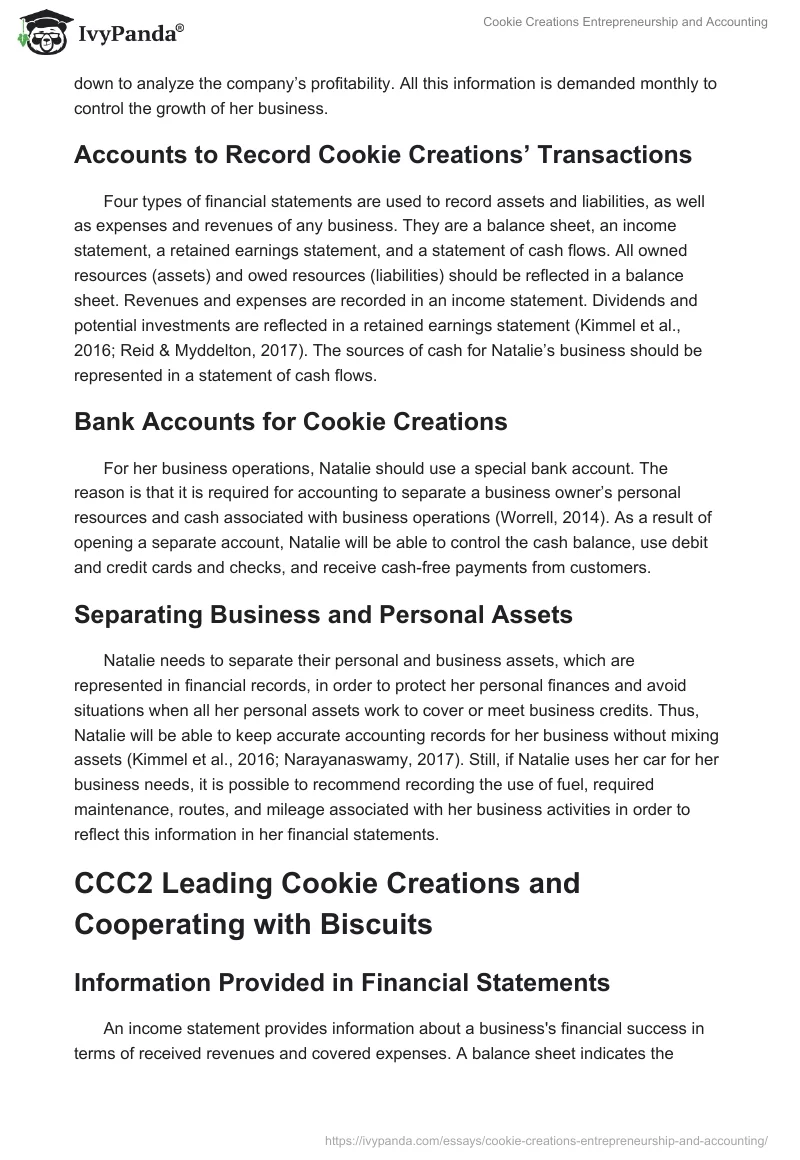 Cookie Creations Entrepreneurship and Accounting. Page 3