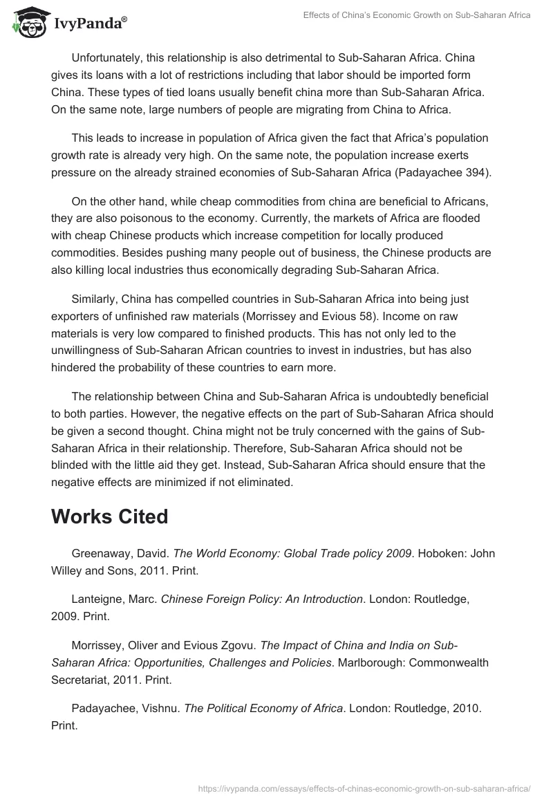 Effects of China’s Economic Growth on Sub-Saharan Africa. Page 2