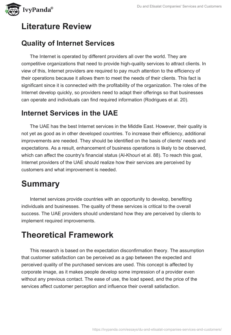 Du and Etisalat Companies' Services and Customers. Page 3