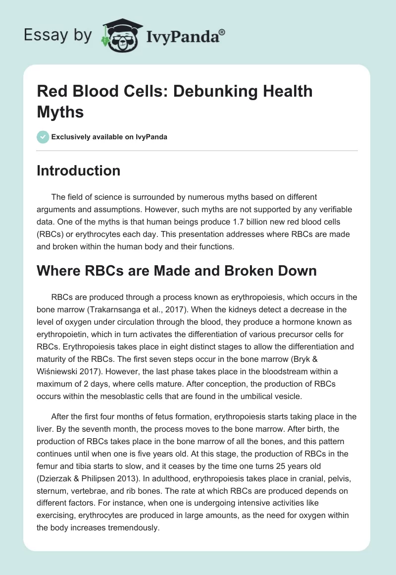 Red Blood Cells: Debunking Health Myths. Page 1