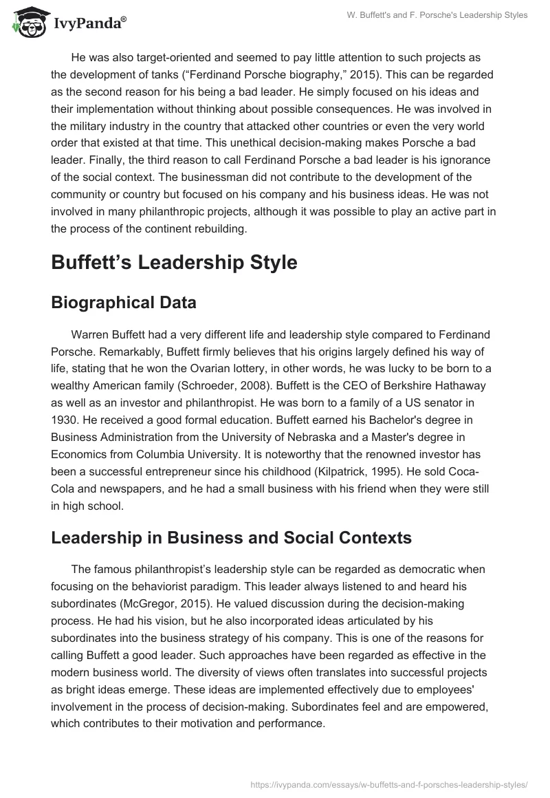 W. Buffett's and F. Porsche's Leadership Styles. Page 3
