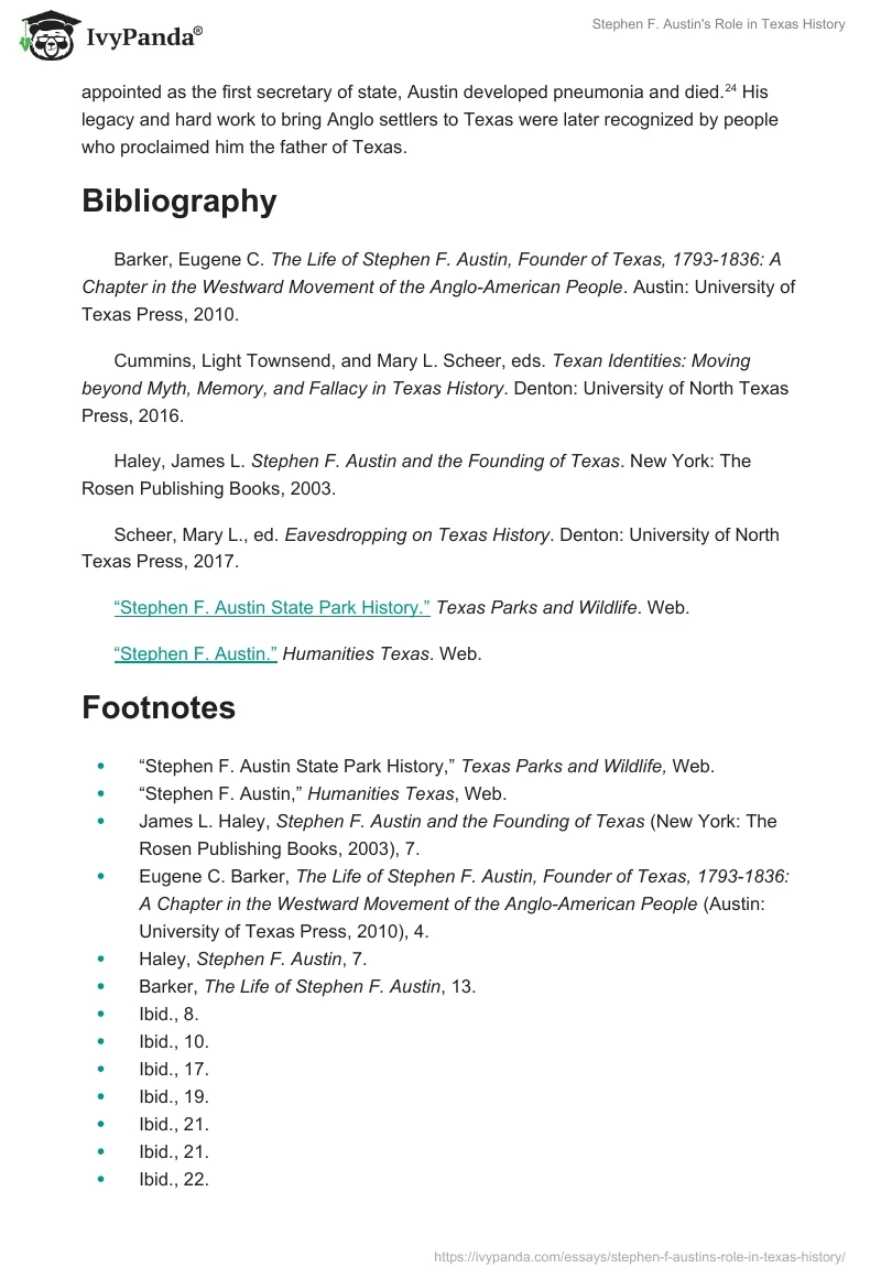 Stephen F. Austin's Role in Texas History. Page 3