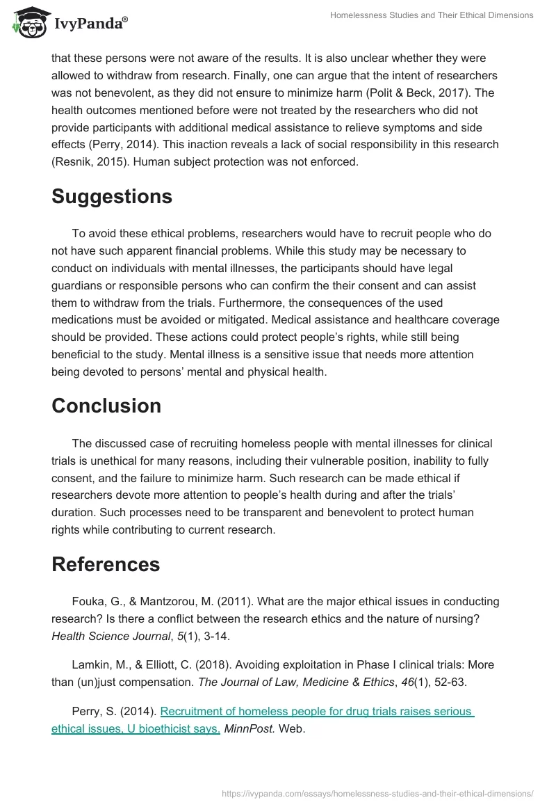 Homelessness Studies and Their Ethical Dimensions. Page 2