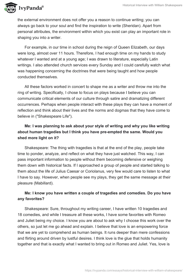 Historical Interview with William Shakespeare. Page 3