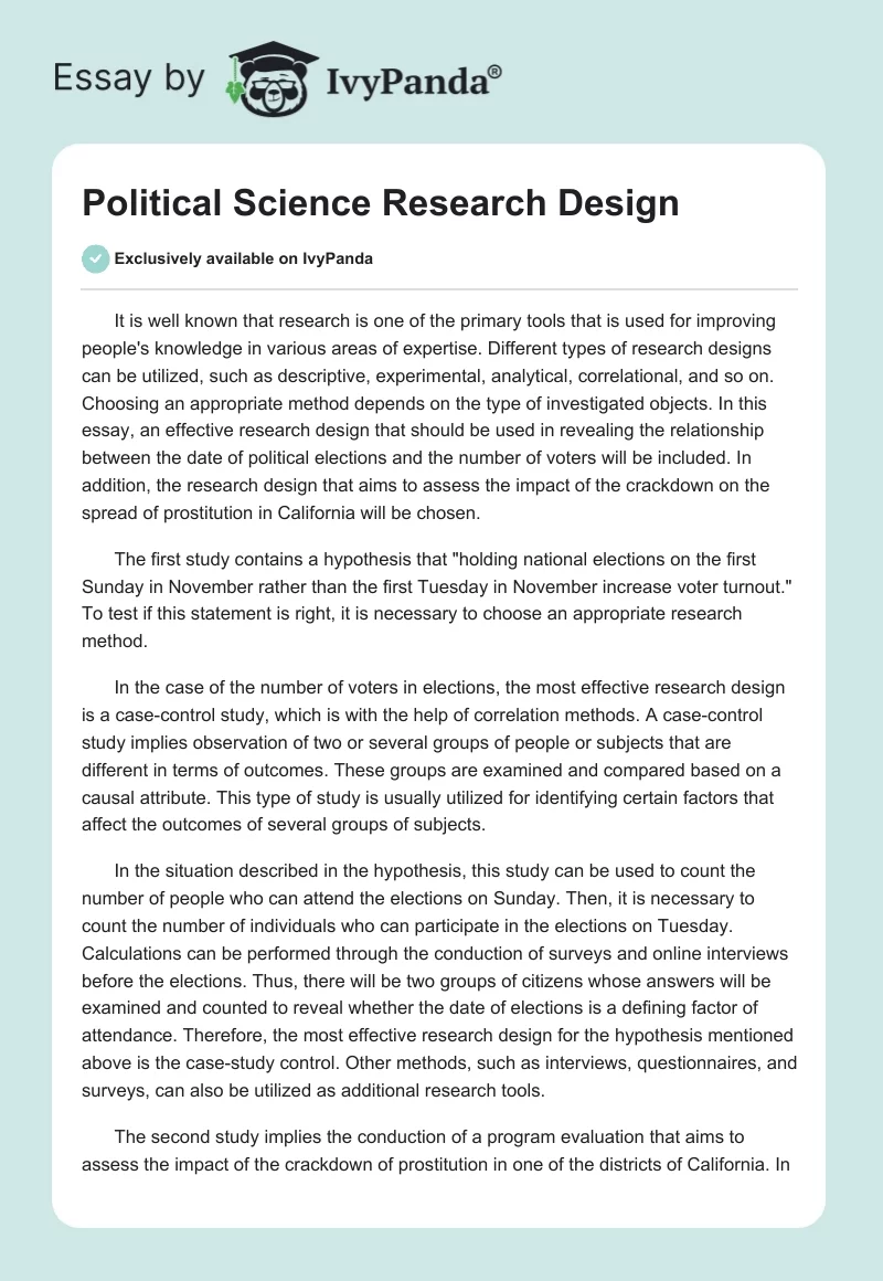 Political Science Research Design. Page 1