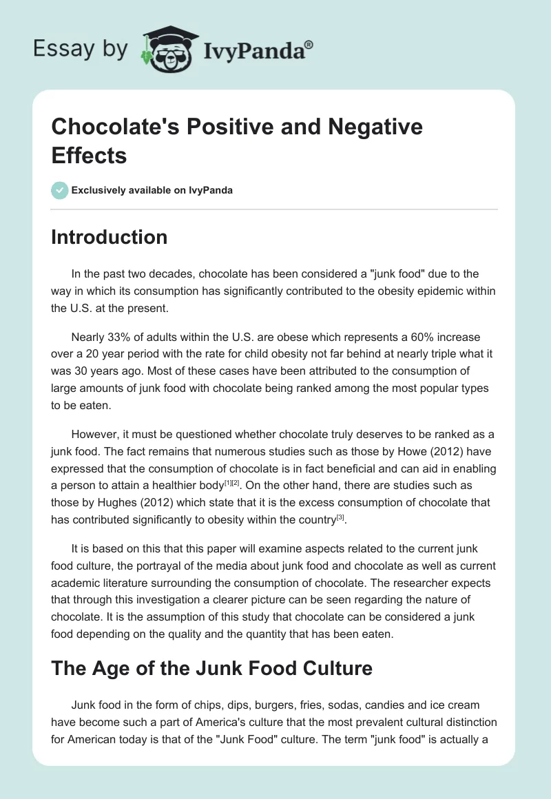 Chocolate's Positive and Negative Effects. Page 1