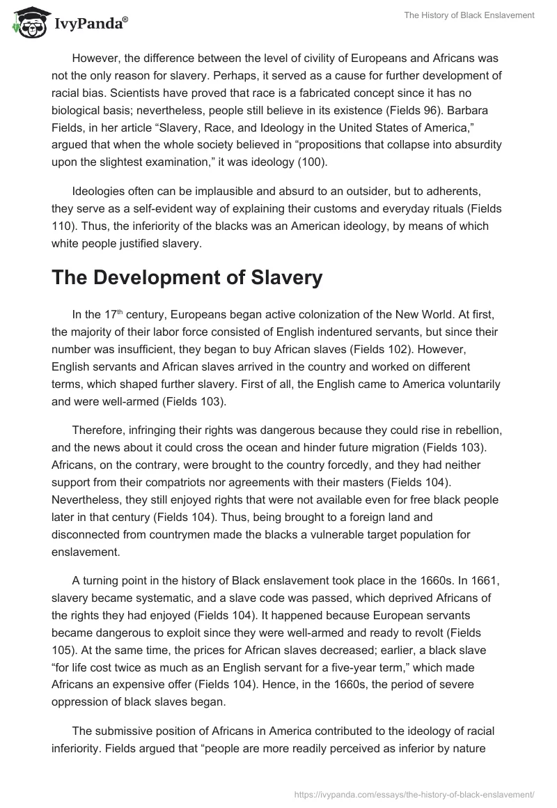 The History of Black Enslavement. Page 2
