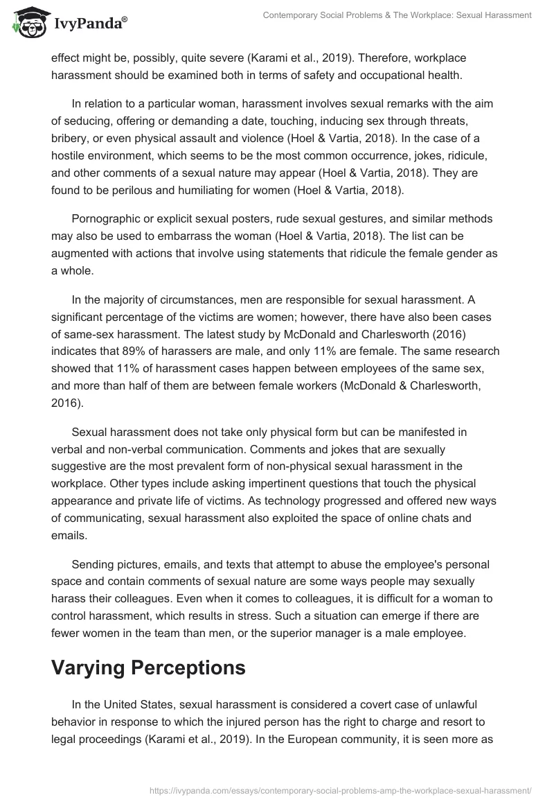Contemporary Social Problems & The Workplace: Sexual Harassment. Page 2