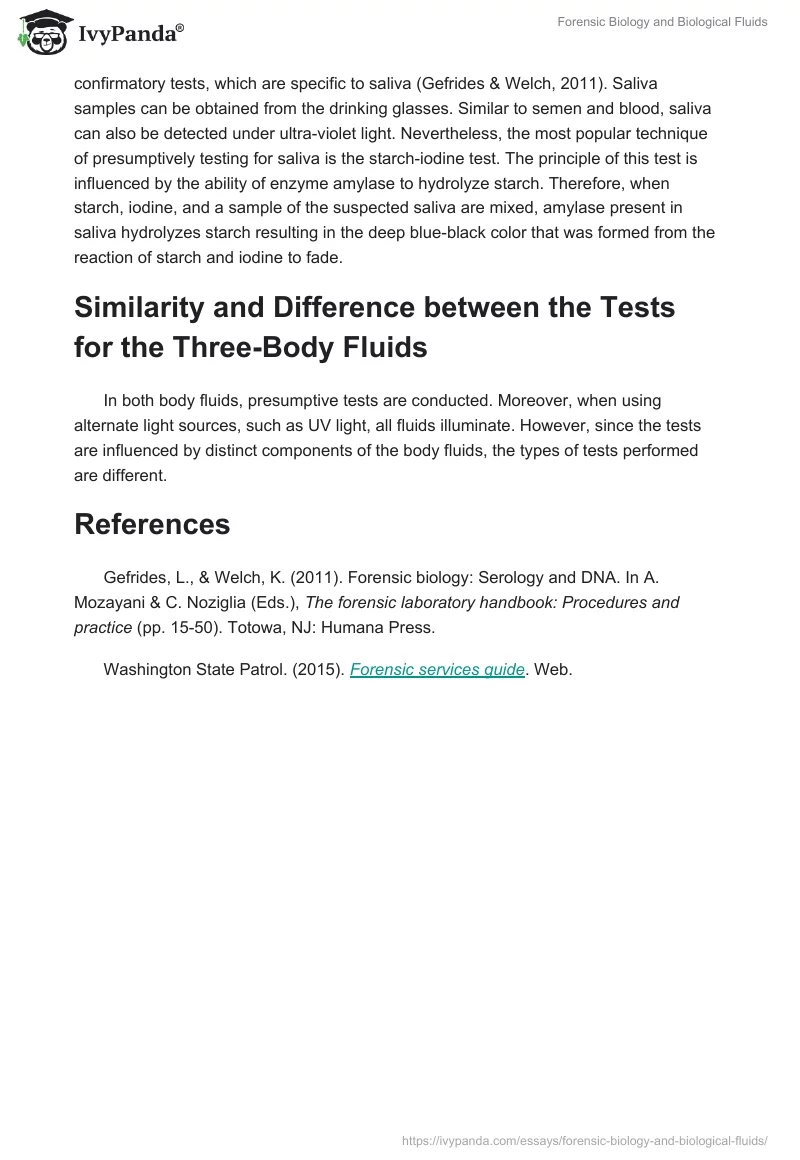 Forensic Biology and Biological Fluids. Page 4