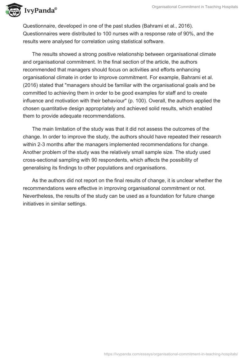 Organisational Commitment in Teaching Hospitals. Page 2