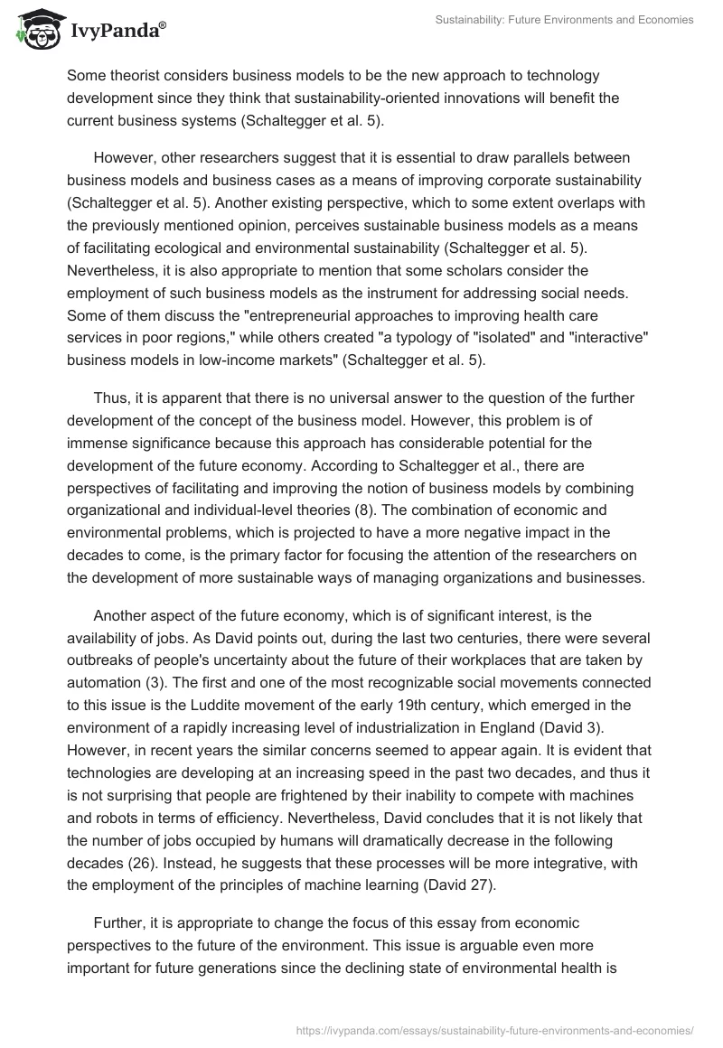 Sustainability: Future Environments and Economies. Page 2