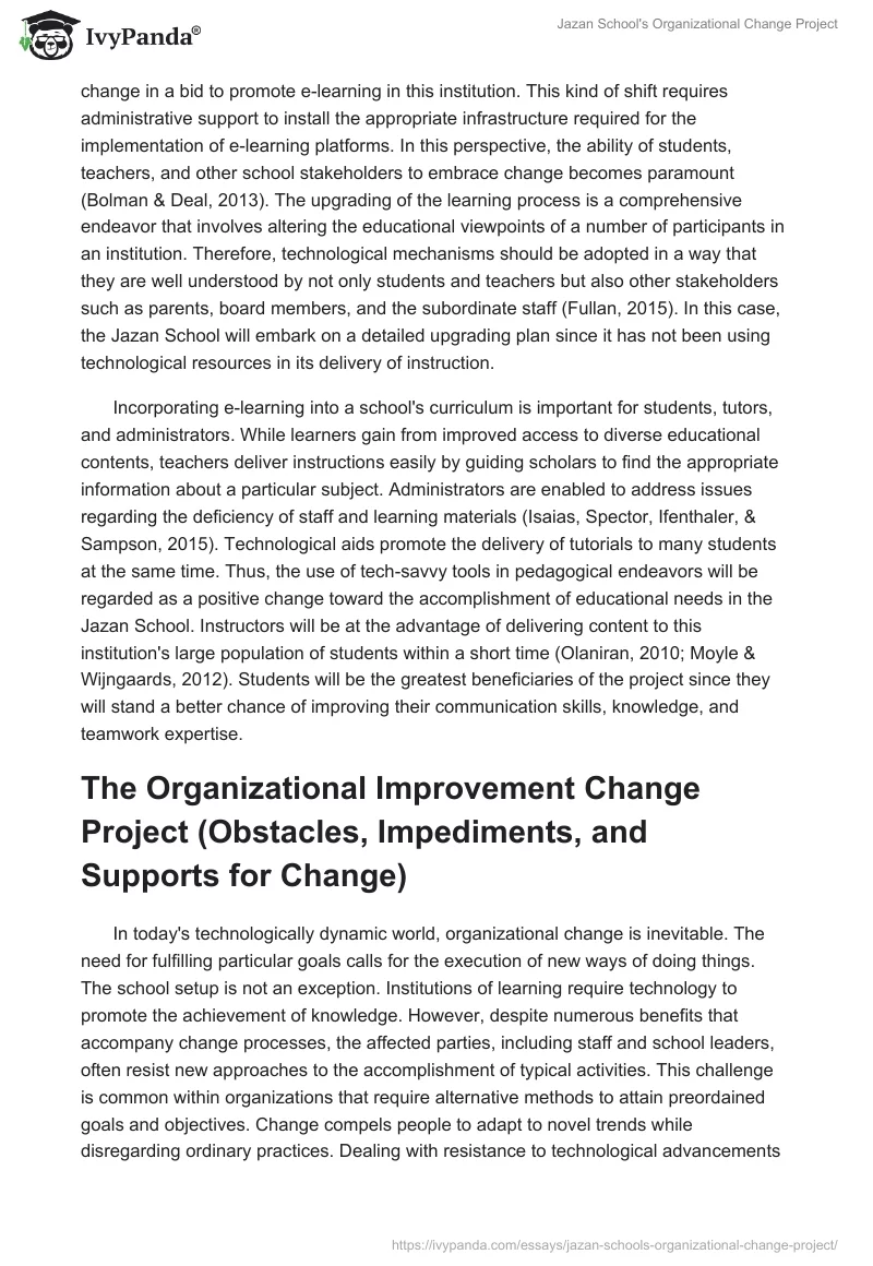 Jazan School's Organizational Change Project. Page 2