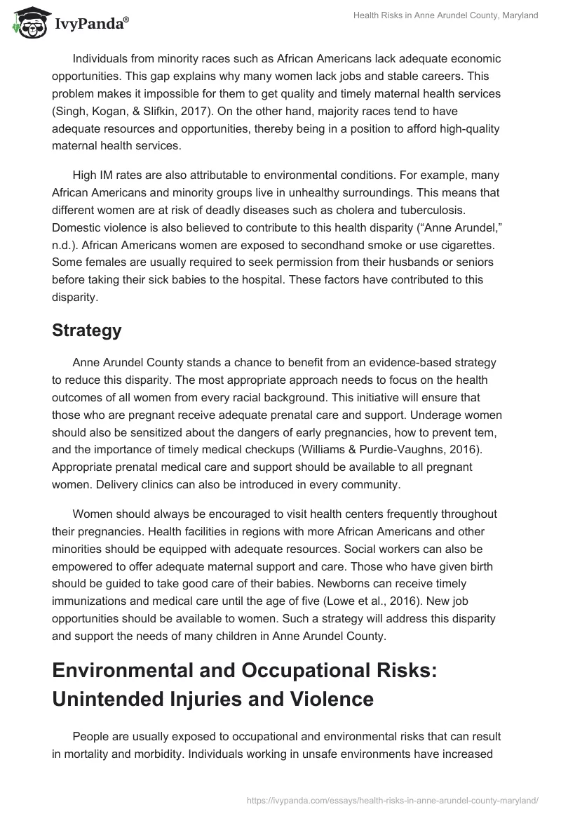 Health Risks in Anne Arundel County, Maryland. Page 2