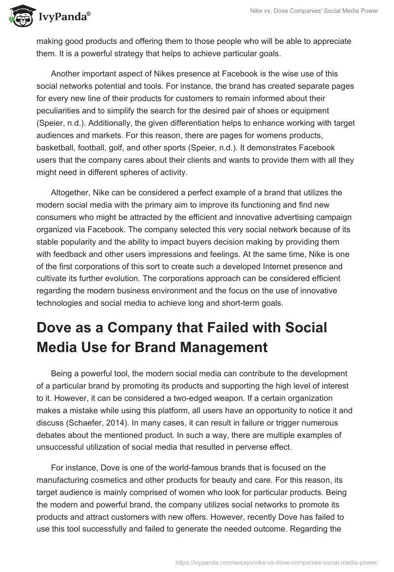 Nike vs. Dove Companies' Social Media Power. Page 2