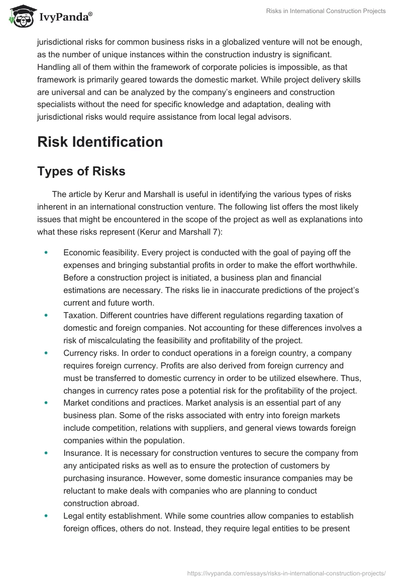 Risks in International Construction Projects. Page 3