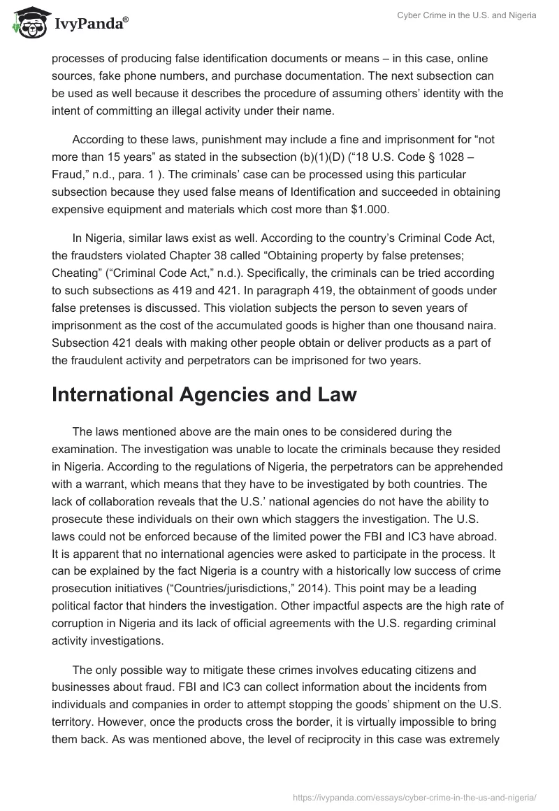 Cyber Crime in the U.S. and Nigeria. Page 3