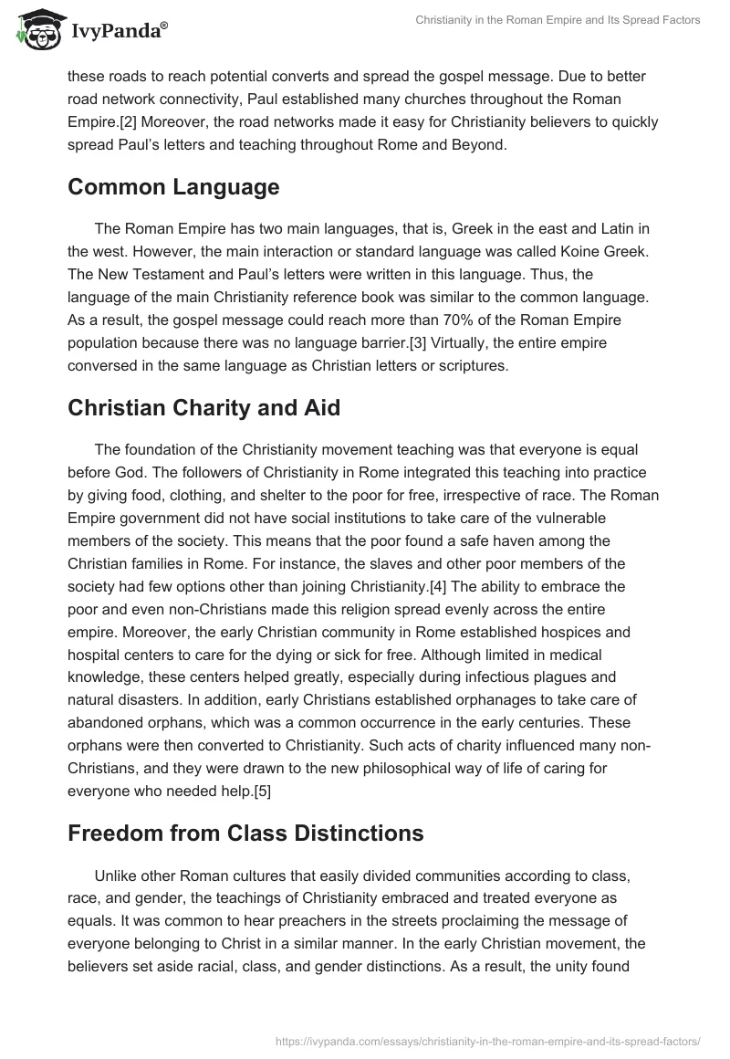 Christianity in the Roman Empire and Its Spread Factors. Page 2