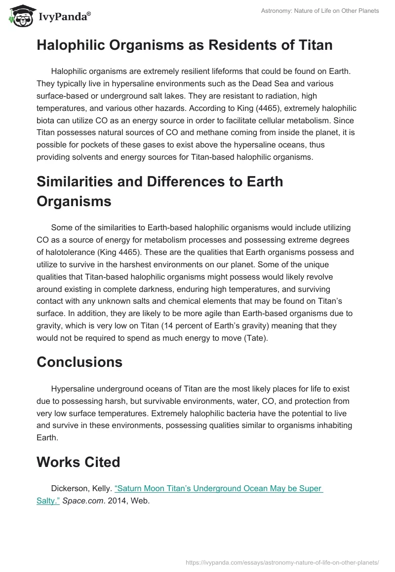 Astronomy: Nature of Life on Other Planets. Page 2