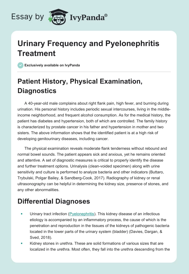 Urinary Frequency and Pyelonephritis Treatment. Page 1
