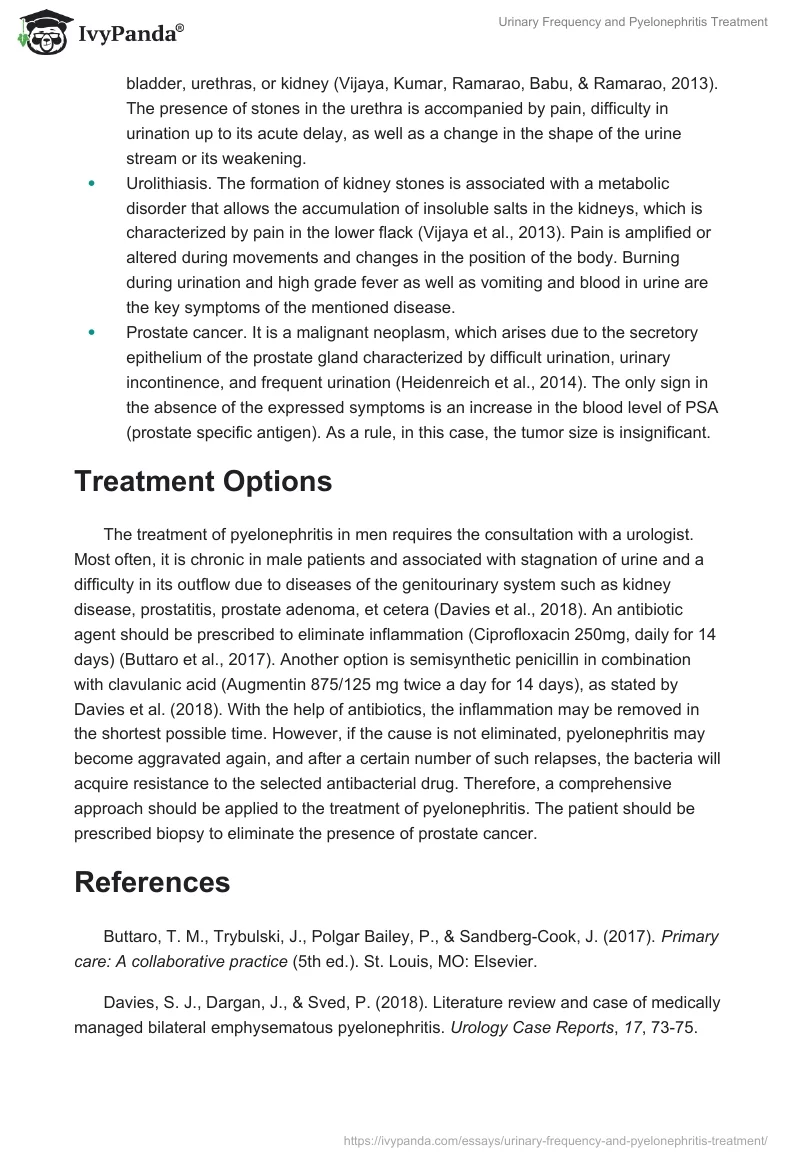 Urinary Frequency and Pyelonephritis Treatment. Page 2