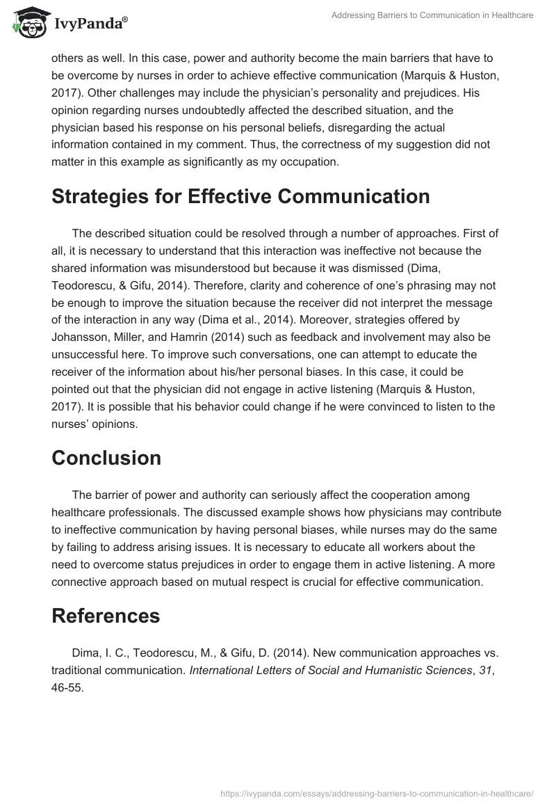 Addressing Barriers to Communication in Healthcare. Page 2